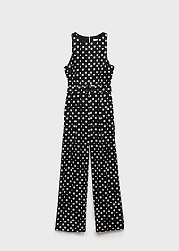 Polka-dot belt jumpsuit