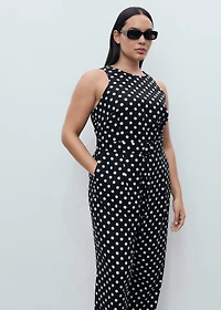 Polka-dot belt jumpsuit
