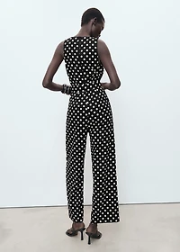 Polka-dot belt jumpsuit