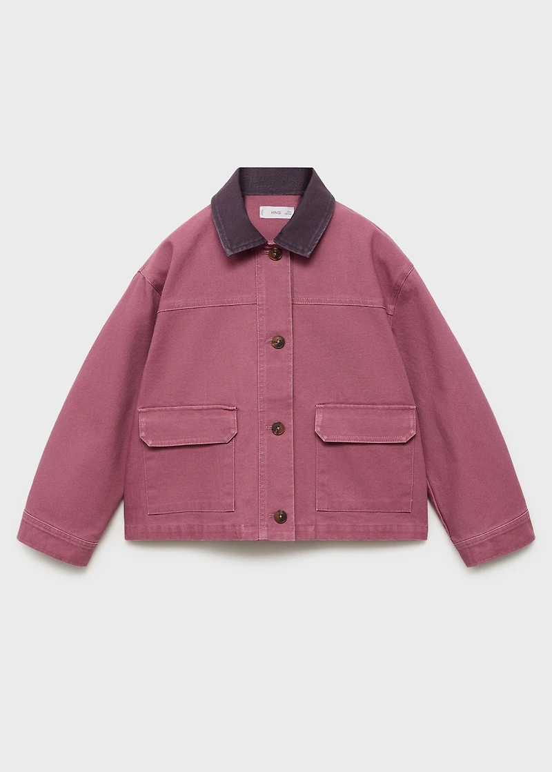 Denim barn jacket with contrasting collar