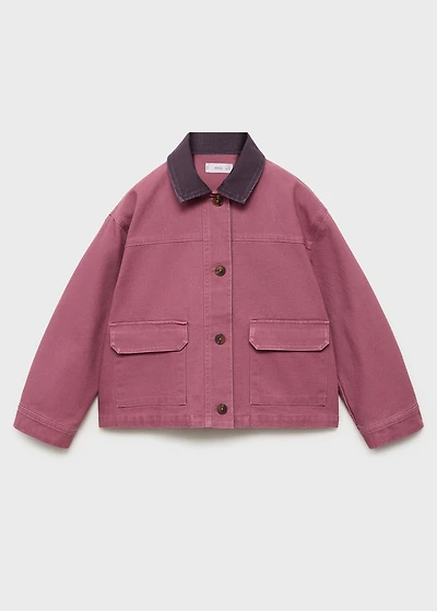 Denim barn jacket with contrasting collar