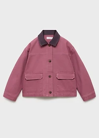 Denim barn jacket with contrasting collar