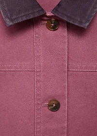 Denim barn jacket with contrasting collar