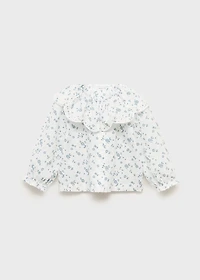 Embroidered babydoll-collar blouse