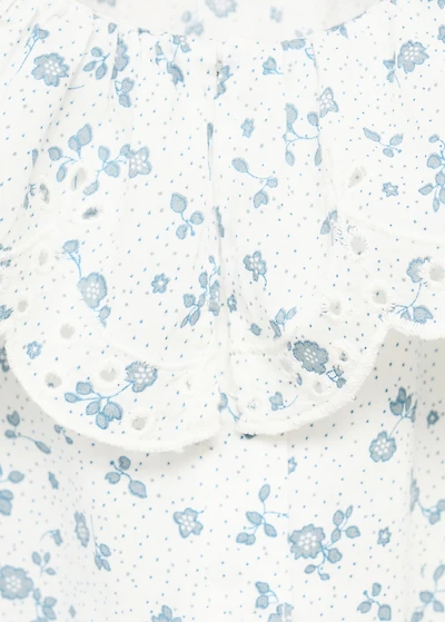 Embroidered babydoll-collar blouse