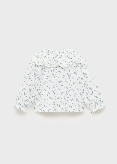 Embroidered babydoll-collar blouse