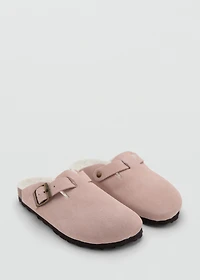 Sheepskin clogs with fur-effect lining