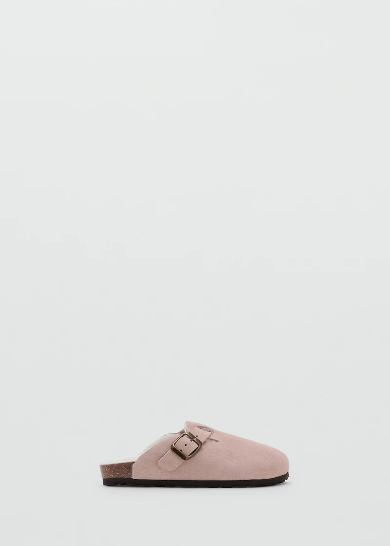 Sheepskin clogs with fur-effect lining