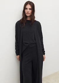 100% cashmere long cardigan with design