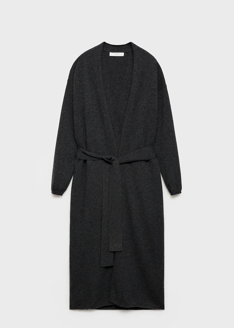 100% cashmere long cardigan with design