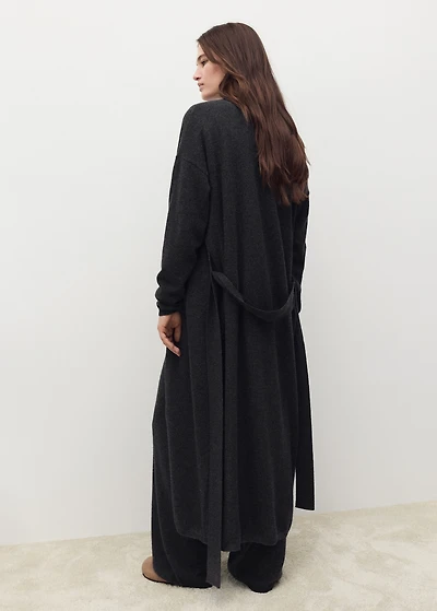 100% cashmere long cardigan with design