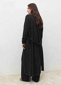 100% cashmere long cardigan with design