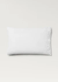 Two embroidered cotton pillowcases with lace embroidery 19.7x29.5 inches