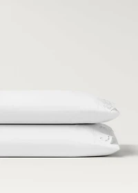 Two embroidered cotton pillowcases with lace embroidery 19.7x29.5 inches