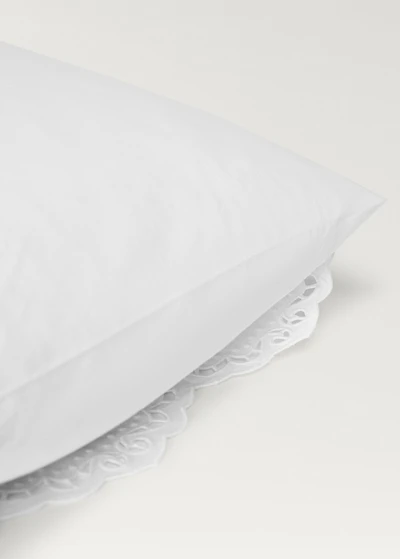 Two embroidered cotton pillowcases with lace embroidery 19.7x29.5 inches