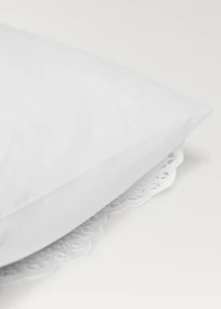 Two embroidered cotton pillowcases with lace embroidery 19.7x29.5 inches