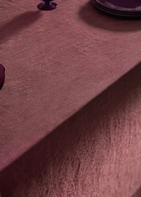 Linen tablecloth with frayed trim for 6 to 8 diners