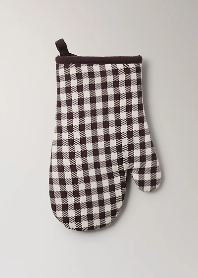 Gingham check cotton oven mitt