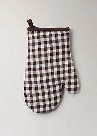 Gingham check cotton oven mitt