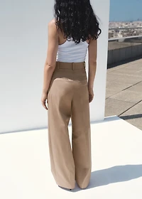 Straight cotton pants with pleats