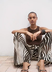 Zebra-print linen pants