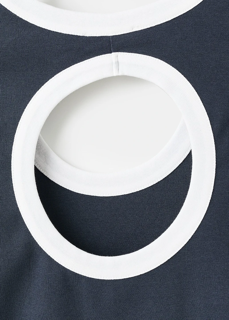 Contrasting collar cotton t-shirt