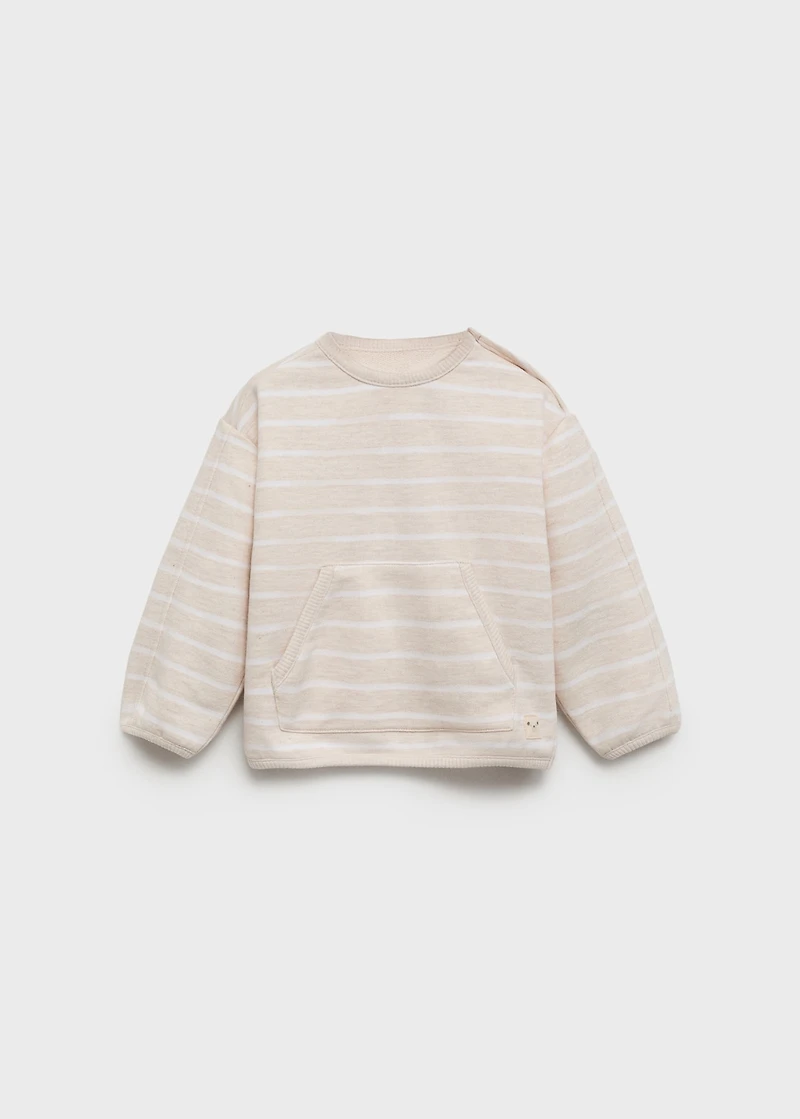 Striped sweatshirt with button detail
