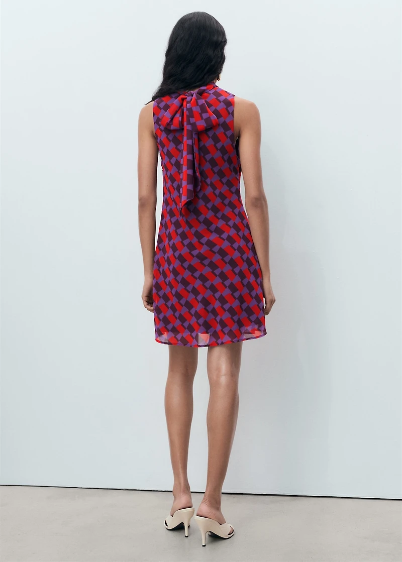 Printed dress with bow detail