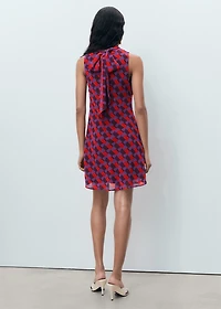Printed dress with bow detail