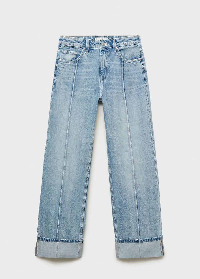 Wide-leg jeans with turn-up hem