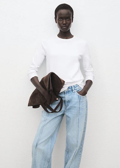 Wide-leg jeans with turn-up hem