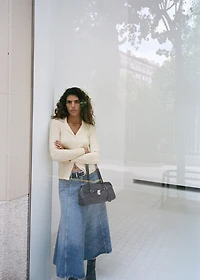 Ribbed lapel cardigan