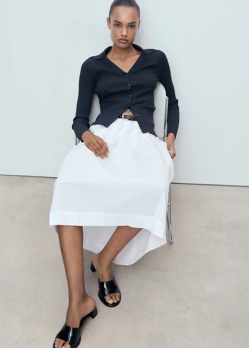 Ribbed lapel cardigan