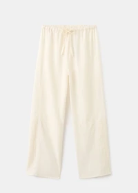 Cotton lace pajama pants with drawstring