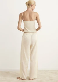 Cotton lace pajama pants with drawstring