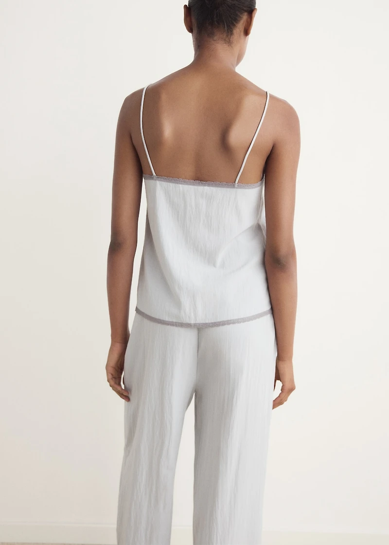 Pajama top with lace trim