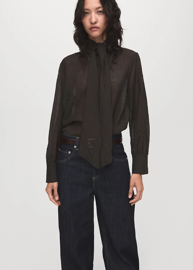 Textured blouse with foulard