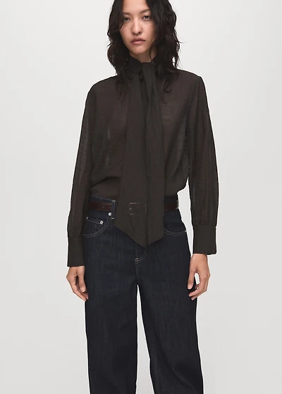 Textured blouse with foulard