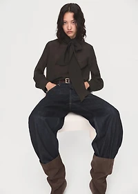 Textured blouse with foulard