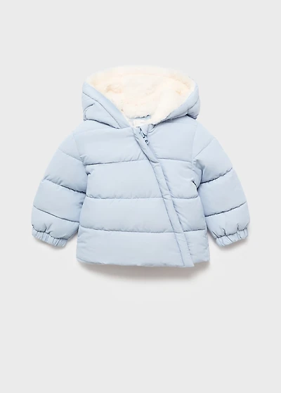Anorak with shearling-effect hood
