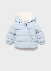 Anorak with shearling-effect hood