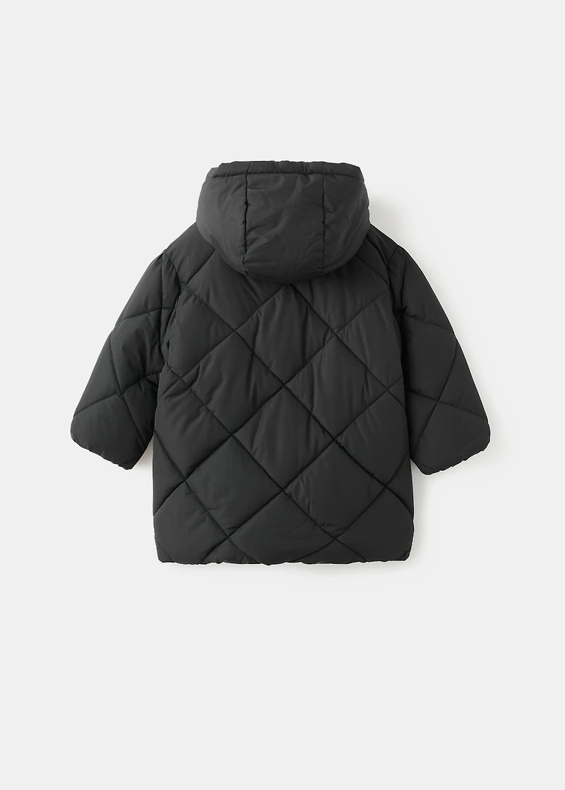 Long anorak with fur-effect lining