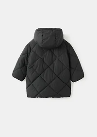 Long anorak with fur-effect lining