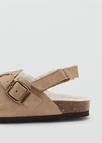 Sheepskin clogs with fur-effect lining