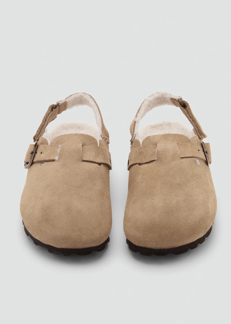 Sheepskin clogs with fur-effect lining