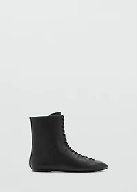 Lace-up leather ankle boots