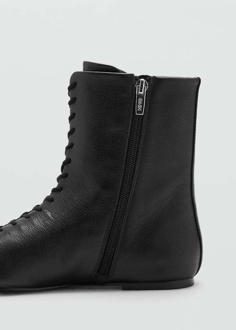 Lace-up leather ankle boots
