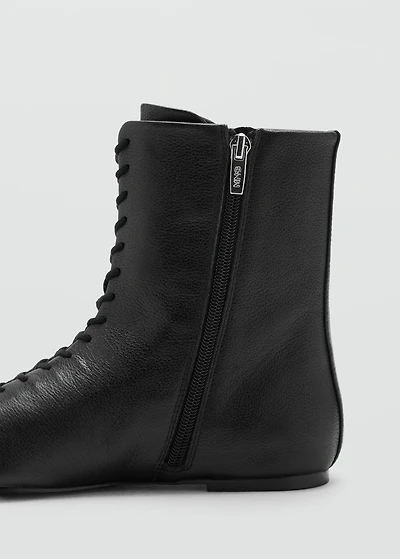 Lace-up leather ankle boots