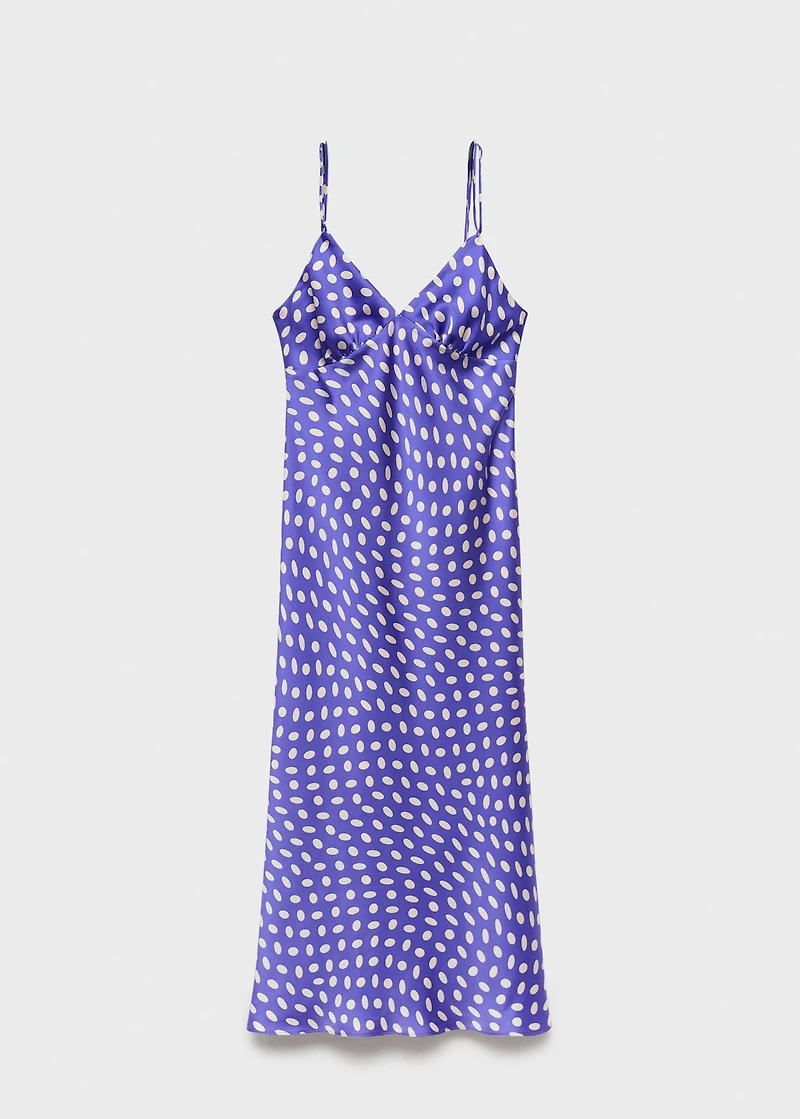 Polka-dot satin-finish dress