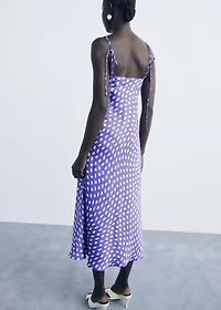Polka-dot satin-finish dress